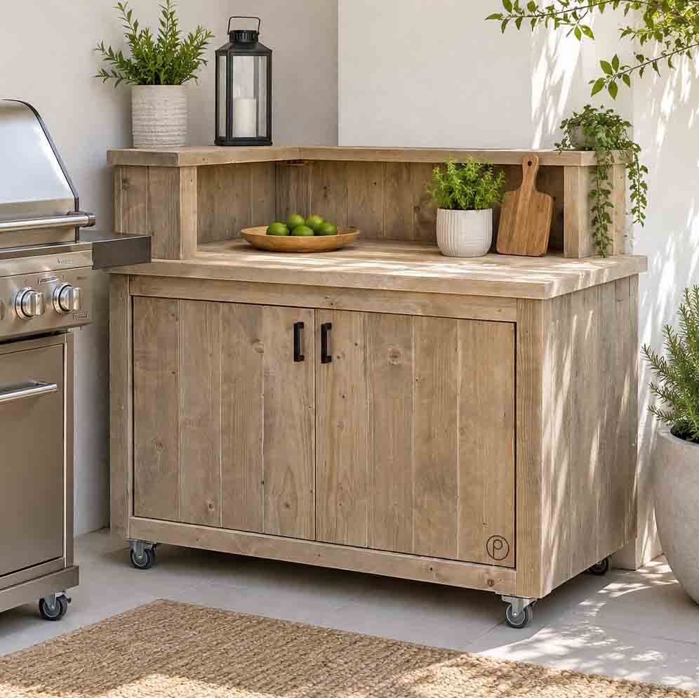 Bauholz Style: Grilltisch - Outdoorküche - Bar - Tresen - "PERTHONE-B4-L"