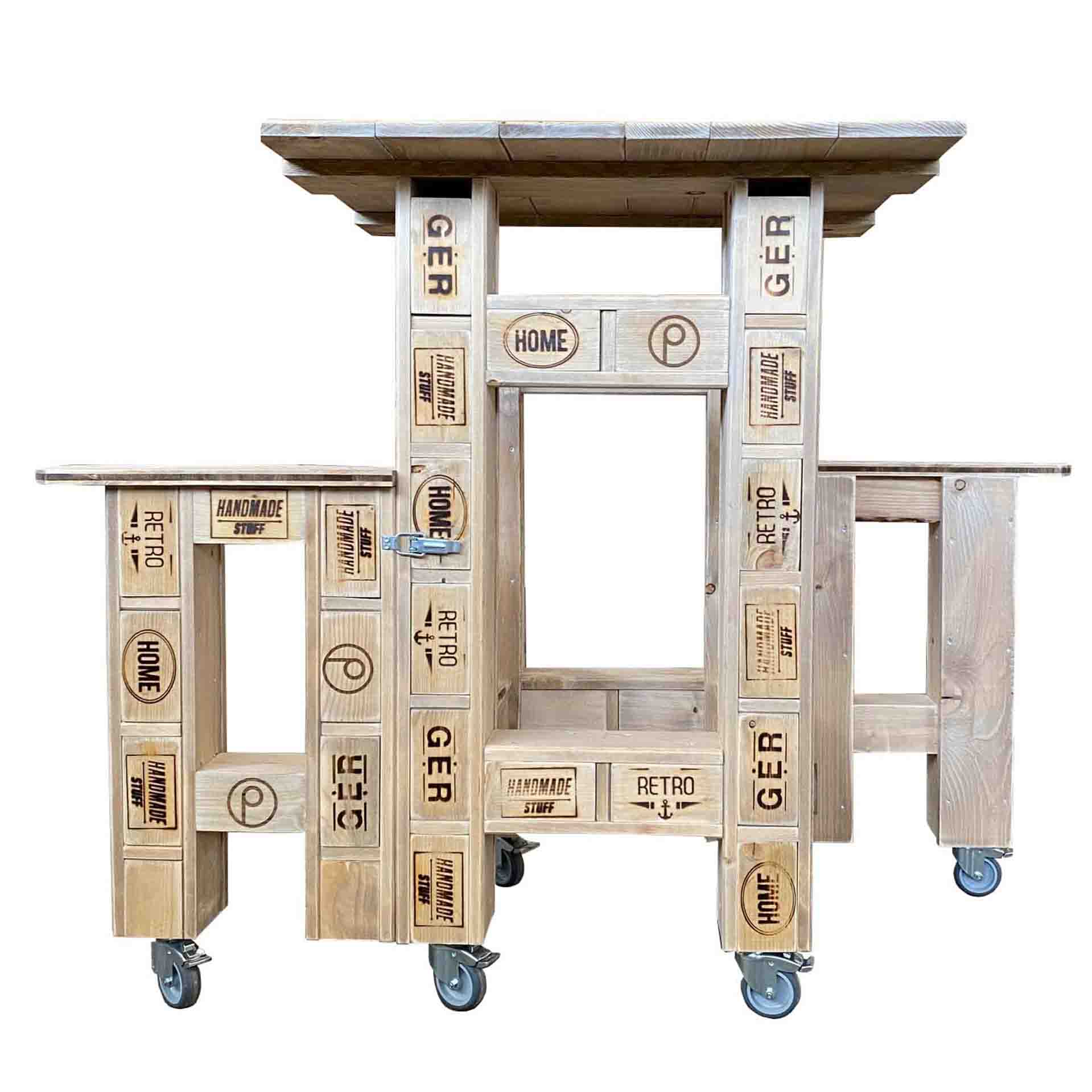 Esstisch-Garnitur-Garten-Set-aus Paletten-Palettenmöbel
