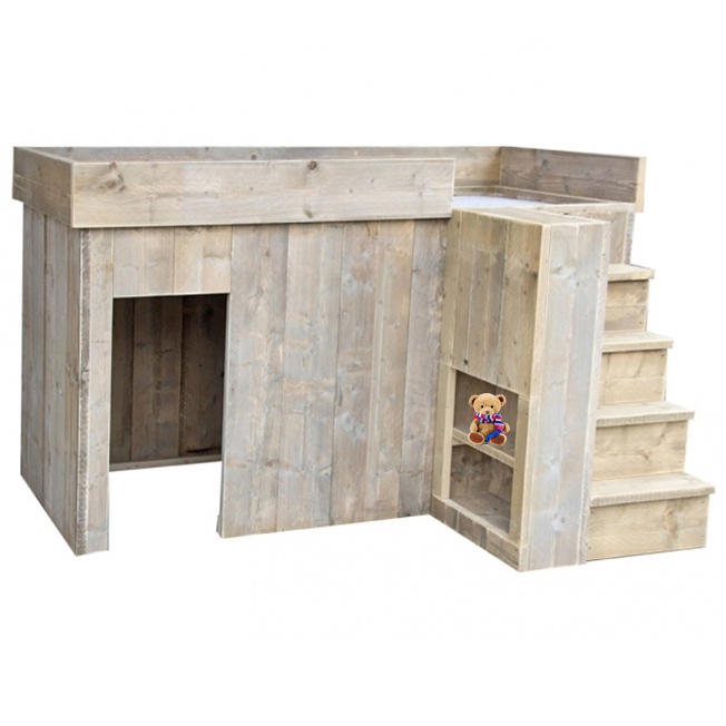 Bauholz Hochbett & Spielhaus "TORBOLE"