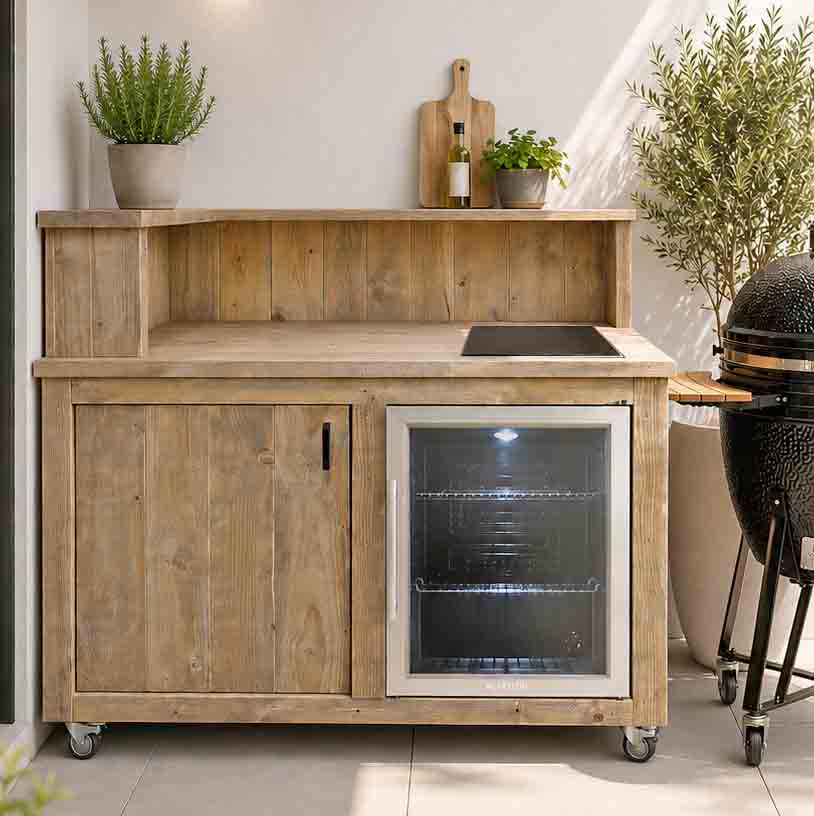 Bauholz Style: Grilltisch - Outdoorküchen - Kühlschrank Modul - "PERTHONE-B20"