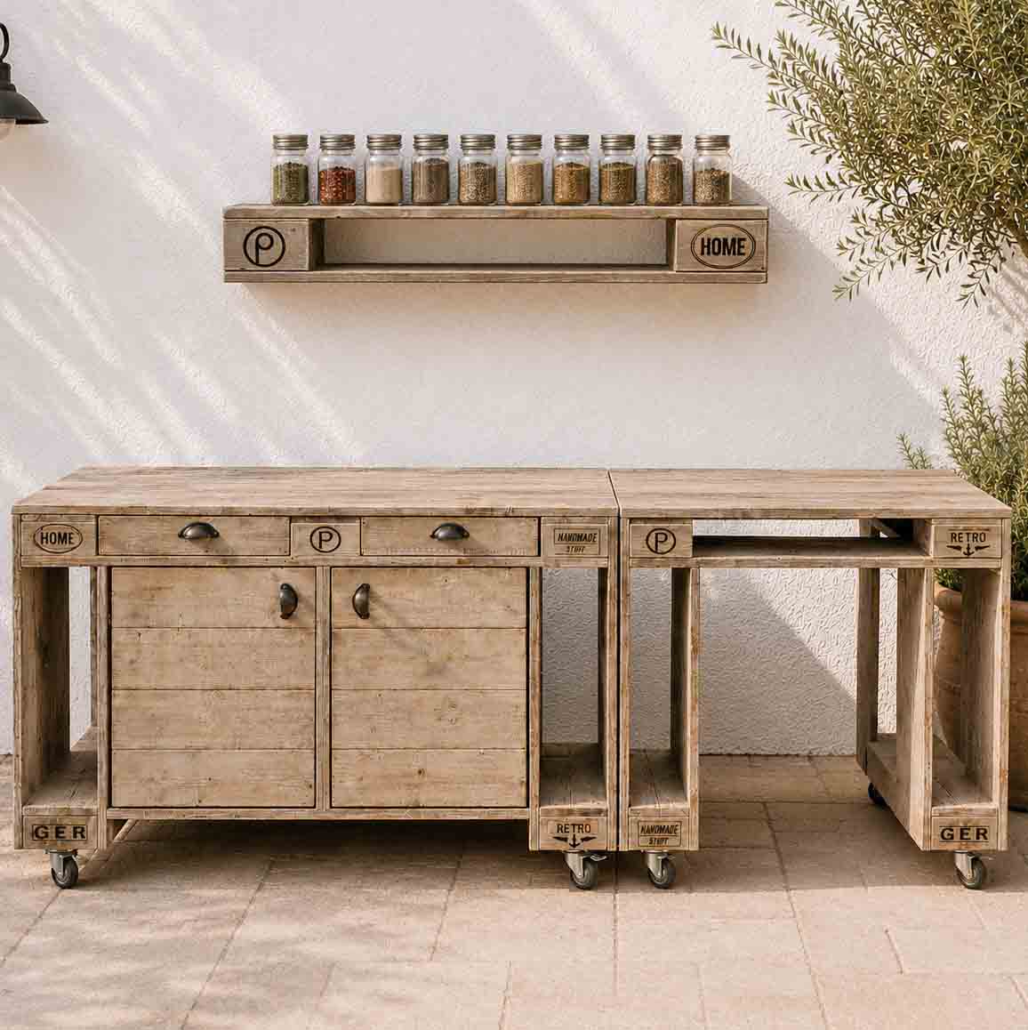 Palettenmöbel Style: Outdoorküche - Grilltisch - BBQ Möbel - Grillstation "PERTHONE-P9"