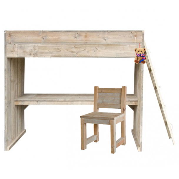 Bauholz Hochbett & Schreibtisch "PARMA"