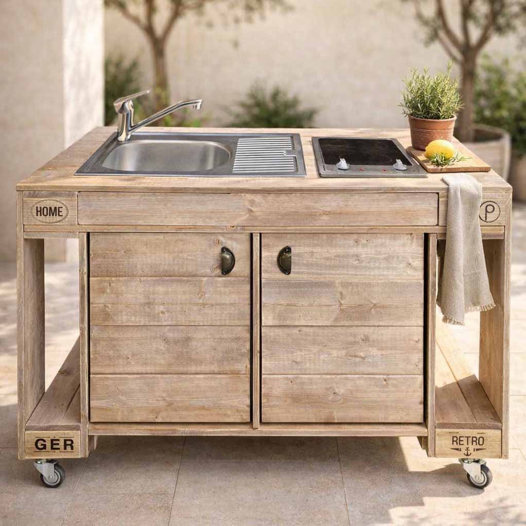 Palettenmöbel Style: Outdoorküche - Grilltisch - BBQ Möbel - Grillstation   "PERTHONE-P8"