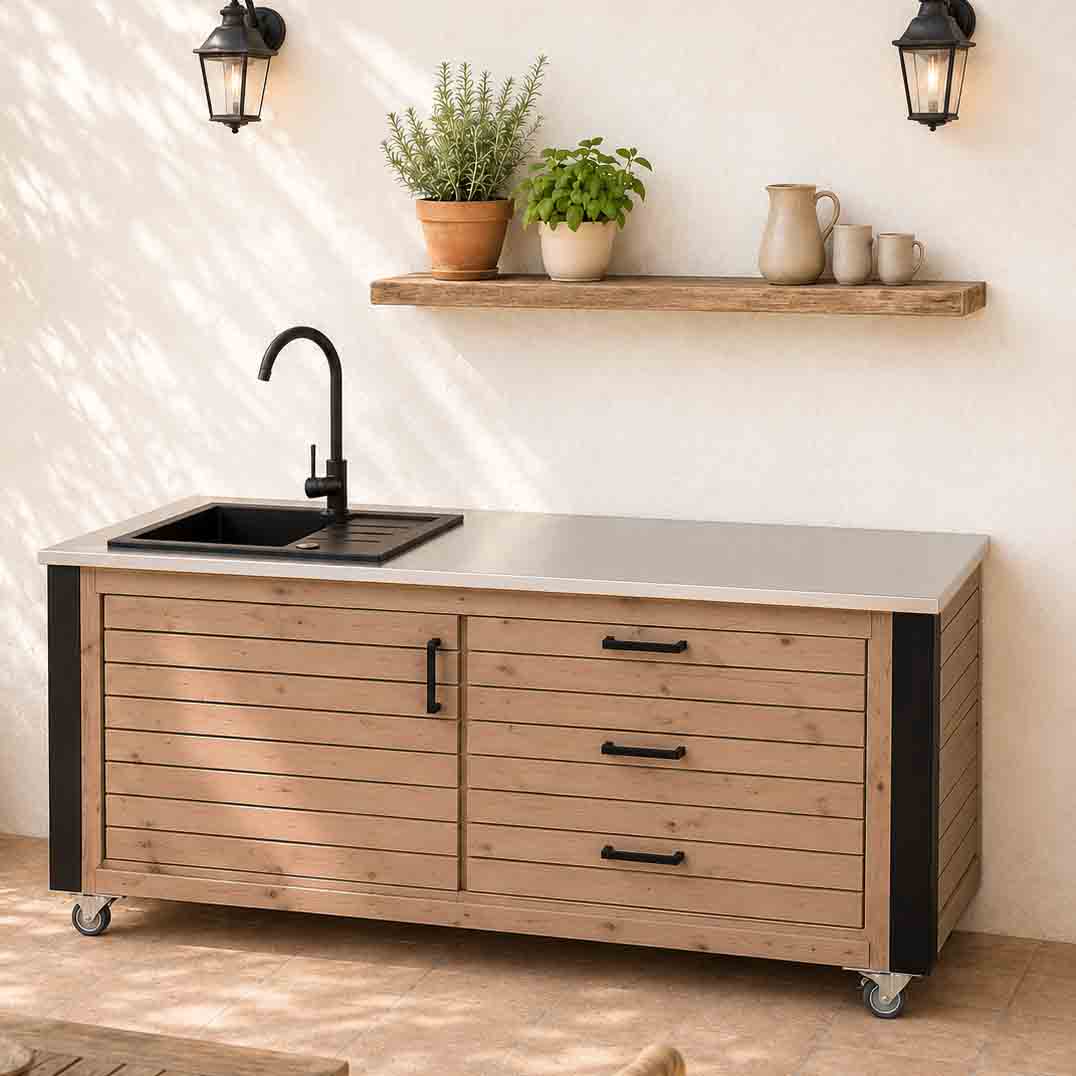 LÄRCHE exklusiv:  Outdoorküche - Grilltisch - BBQ Möbel - Grillstation "PERTHONE LEO 13"