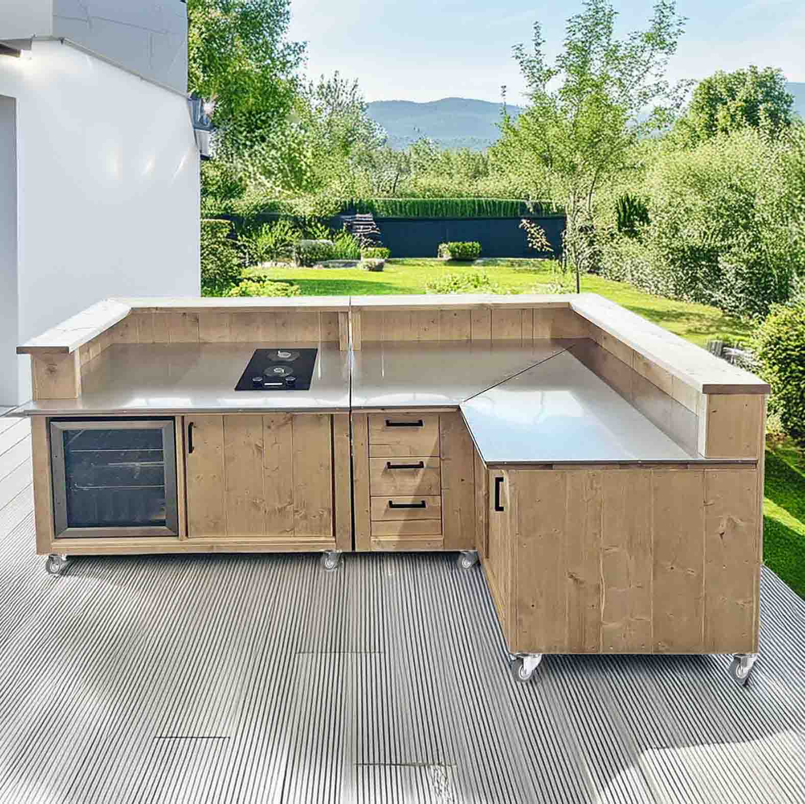 Bauholz Style: Grilltisch - Outdoorküche - Bar - Tresen - "PERTHONE-B34"