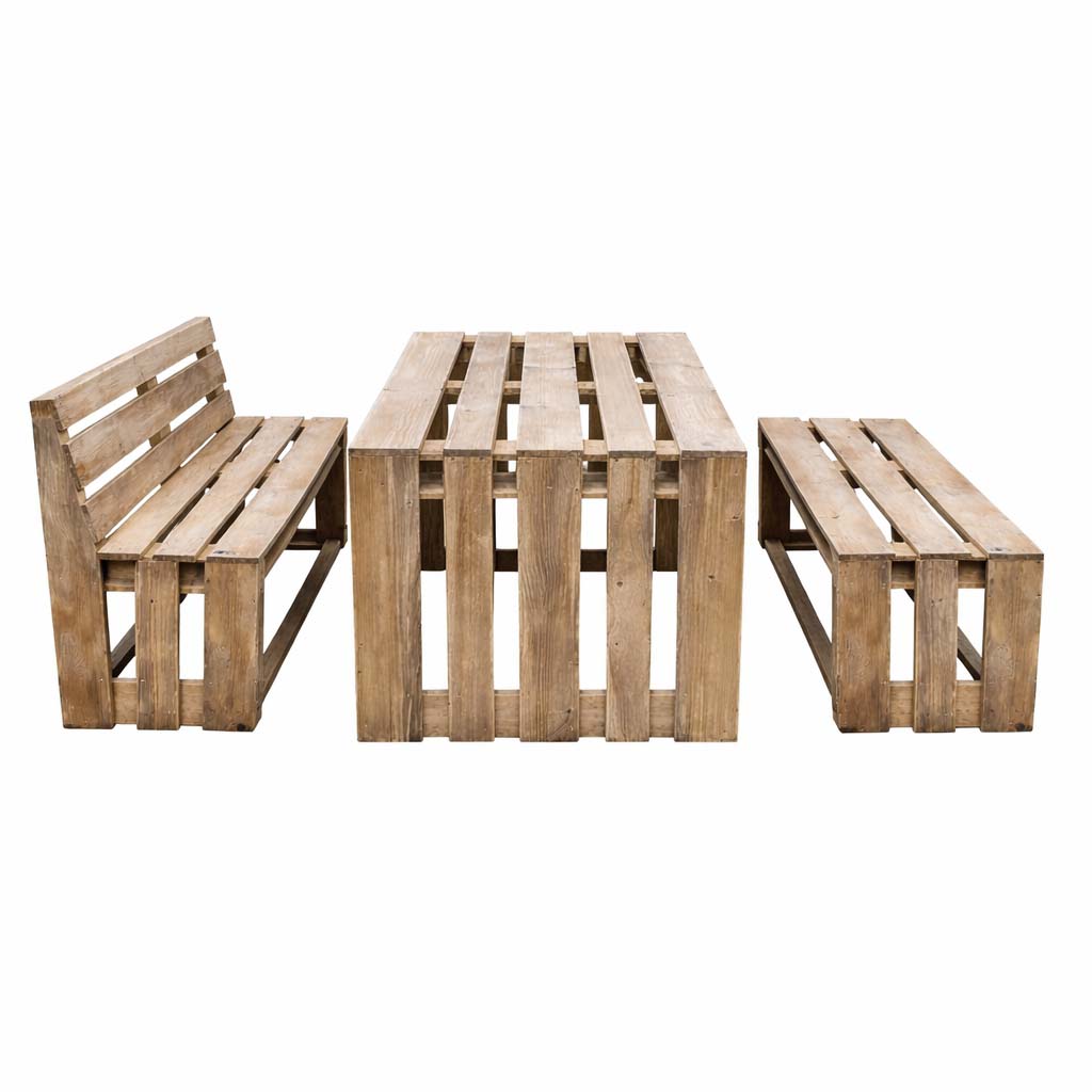 Palettenmöbel: Esstisch & Garten-Garnitur / Lounge-Garnitur "LIVORNO"