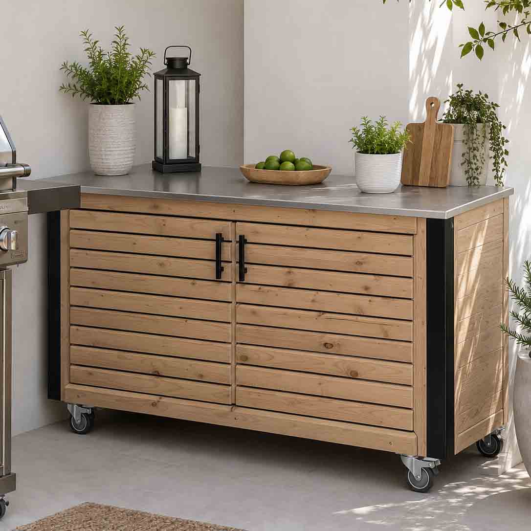 LÄRCHE exklusiv:  Outdoorküche - Grilltisch - BBQ Möbel - Grillstation "PERTHONE LEO 1"