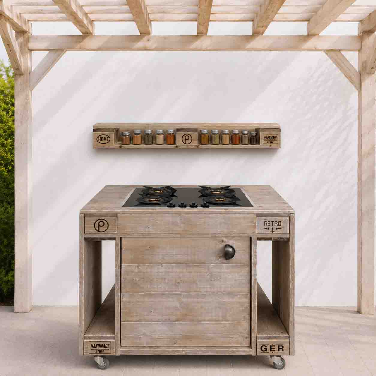Palettenmöbel Style:  Outdoorküche - Grilltisch - BBQ Möbel - Grillstation  "PERTHONE-P13"