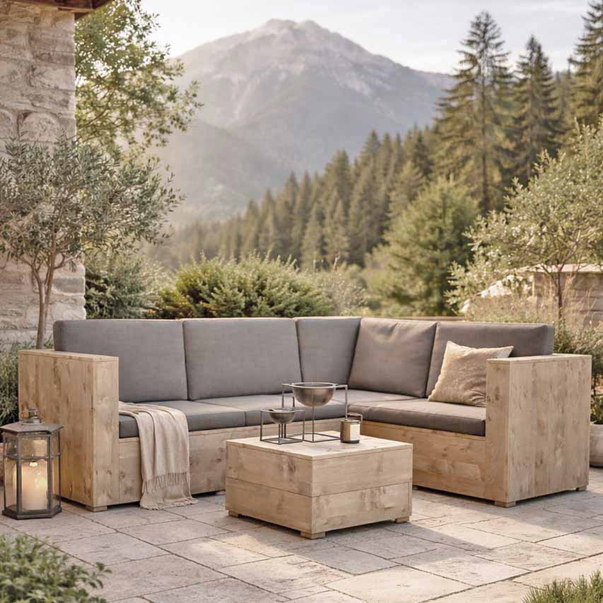 Bauholzmöbel Stil: XL Lounge Eck-Bank / Garten Eck-Bank  "ESQUINZO"