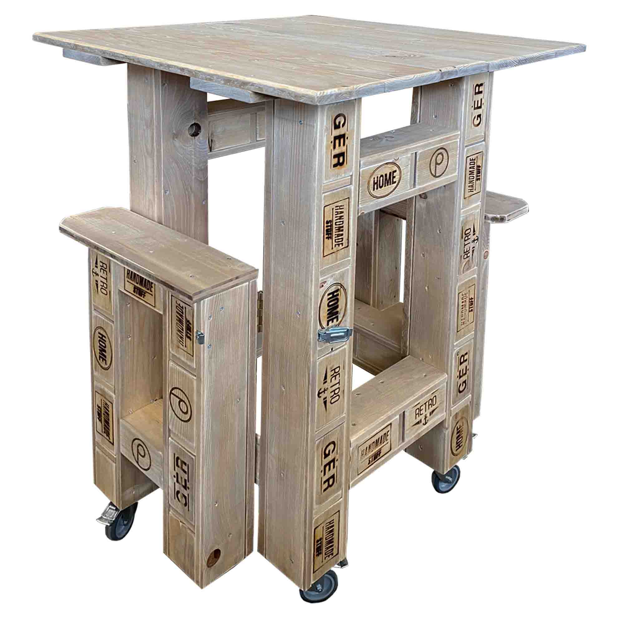 Esstisch-Garnitur-Garten-Set-aus Paletten-Palettenmöbel