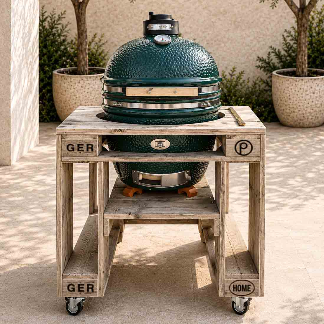 Palettenmöbel Style: Outdoorküche - Grilltisch - BBQ Möbel - Grillstation  "PERTHONE-P23- Kamado"