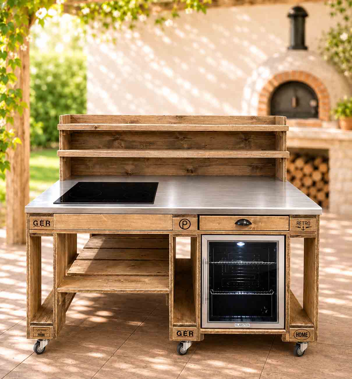 Palettenmöbel Style: Outdoorküche - Grilltisch - BBQ Möbel - Grillstation  "PERTHONE-P5"