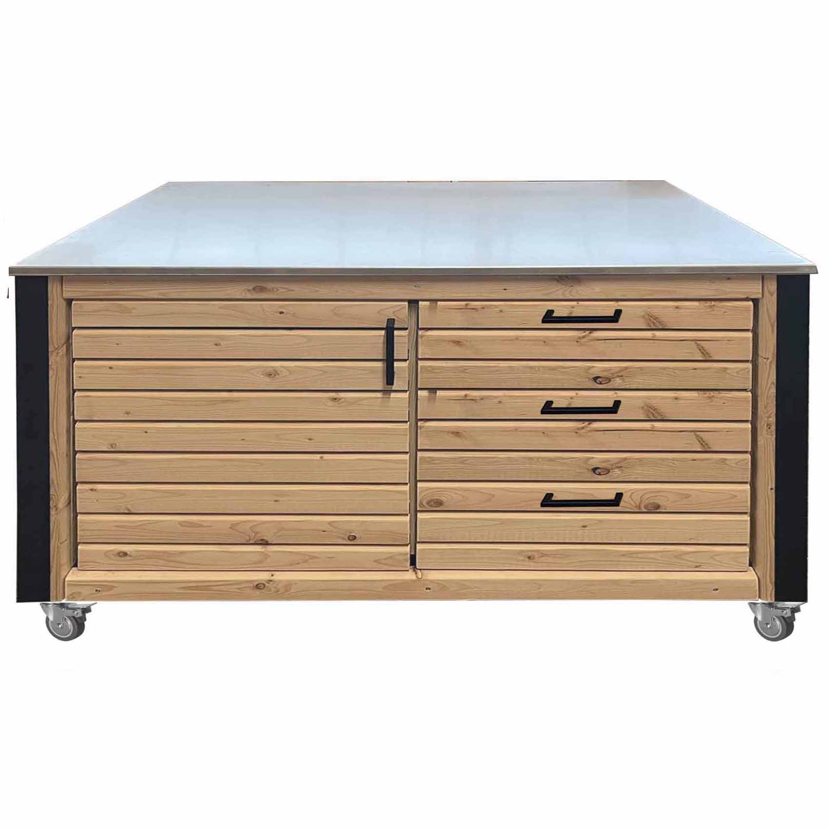 Lärchenholz massiv:  Grilltisch - Outdoorküche - BBQ Möbel- "PERTHONE LEO 3"