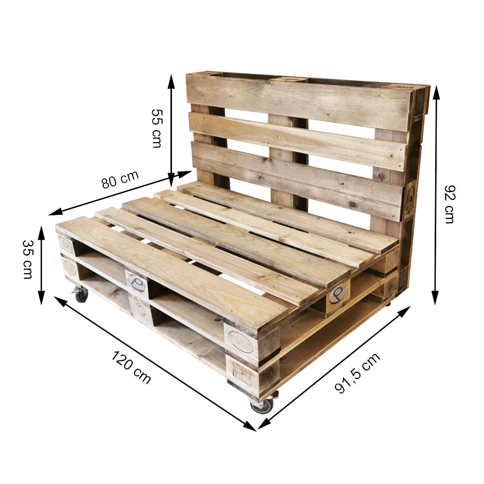 Paletten Sofa - Palettenmöbel Lounge "Old PERTHONE" 60 - 120 cm