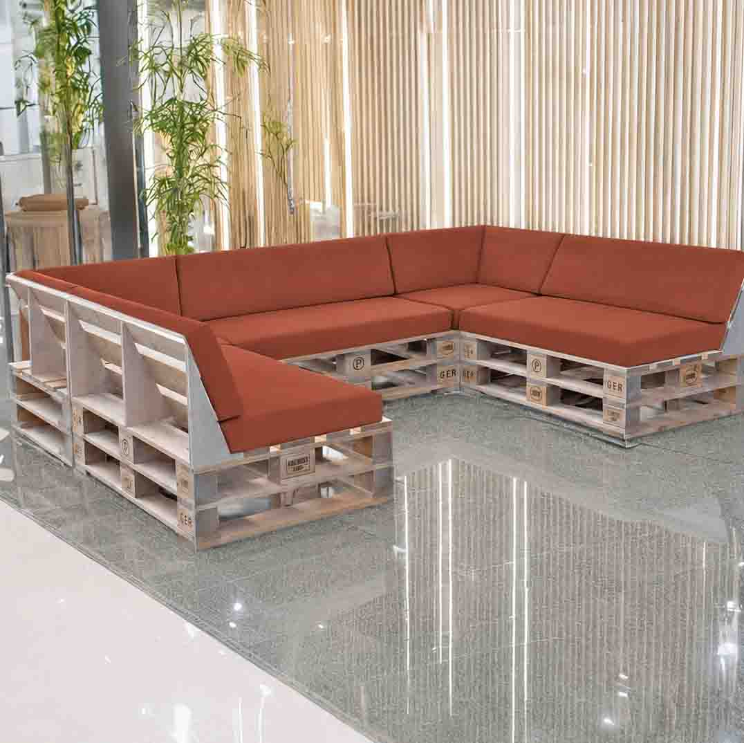 Palettenmöbel: Paletten Sofa, Lounge-Sofa, 5-teilig "PERTHONE LS5"