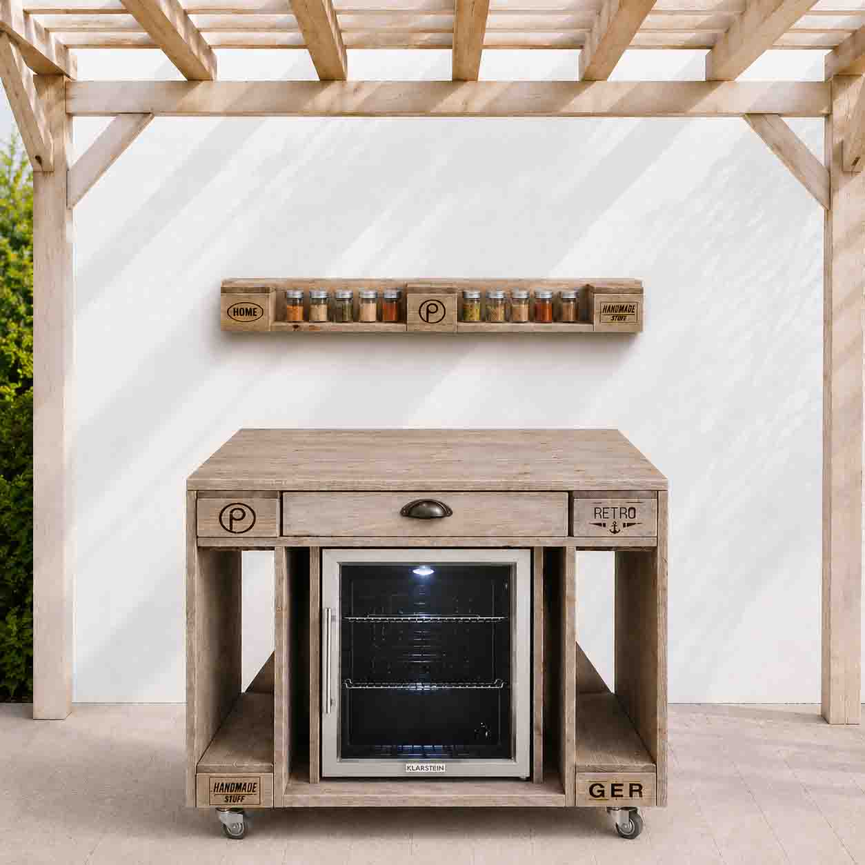 Palettenmöbel Style: Outdoorküche - Grilltisch - BBQ Möbel - Grillstation  "PERTHONE-P15"