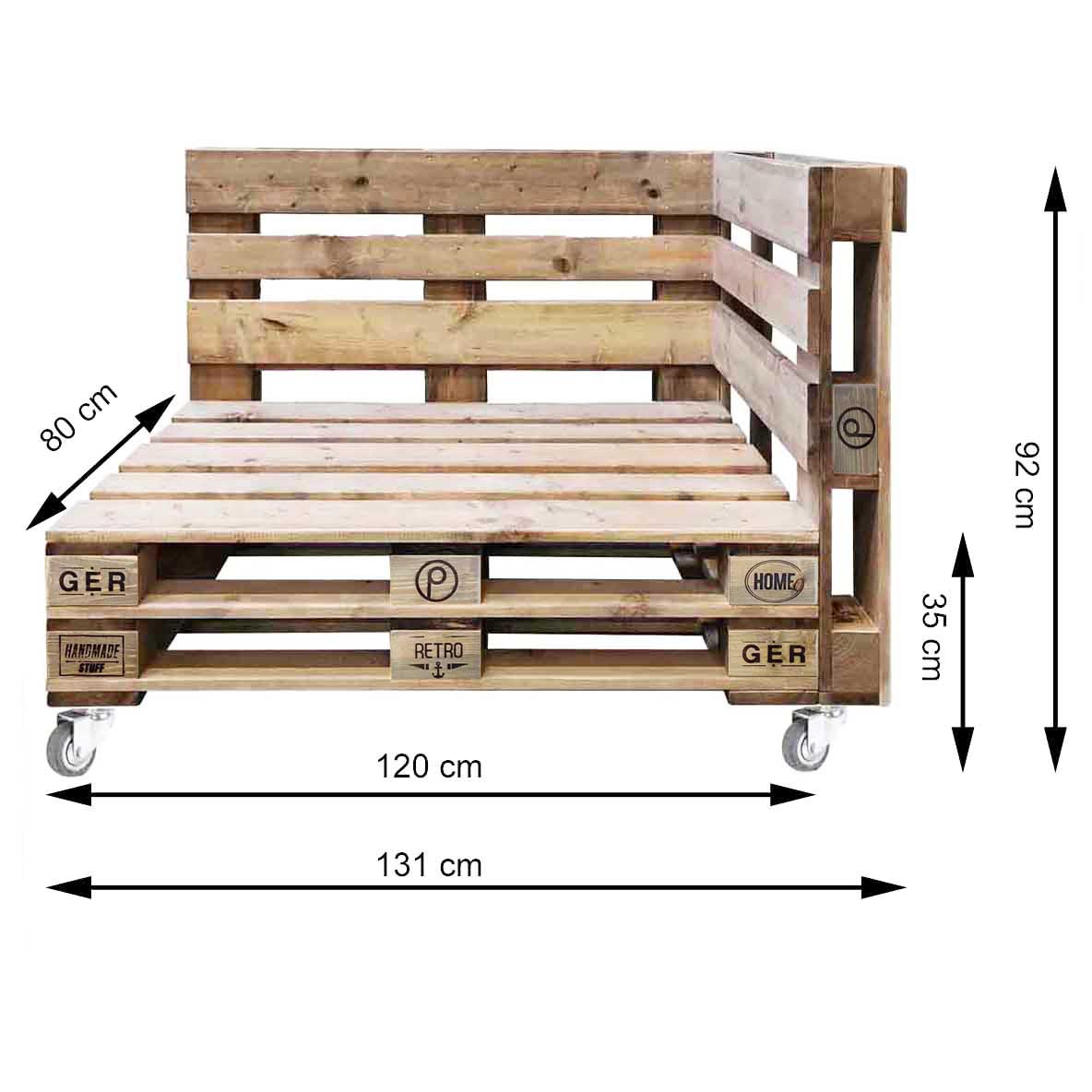 Paletten Sofa - 3 teilige Lounge- Kombination  "Old PERTHONE Back"