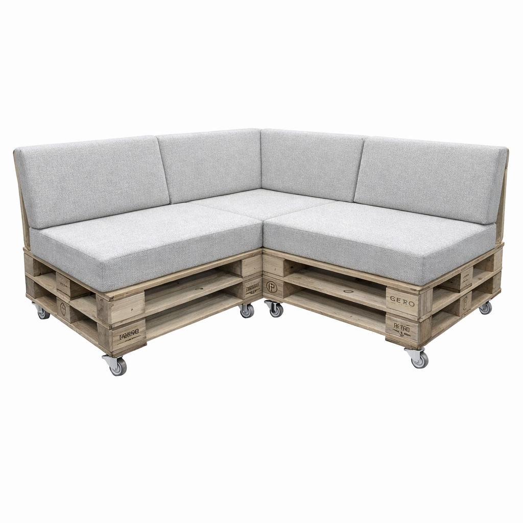 Palettenmöbel: Paletten Sofa, Lounge-Sofa, 3-teilig "PERTHONE LS 3C"