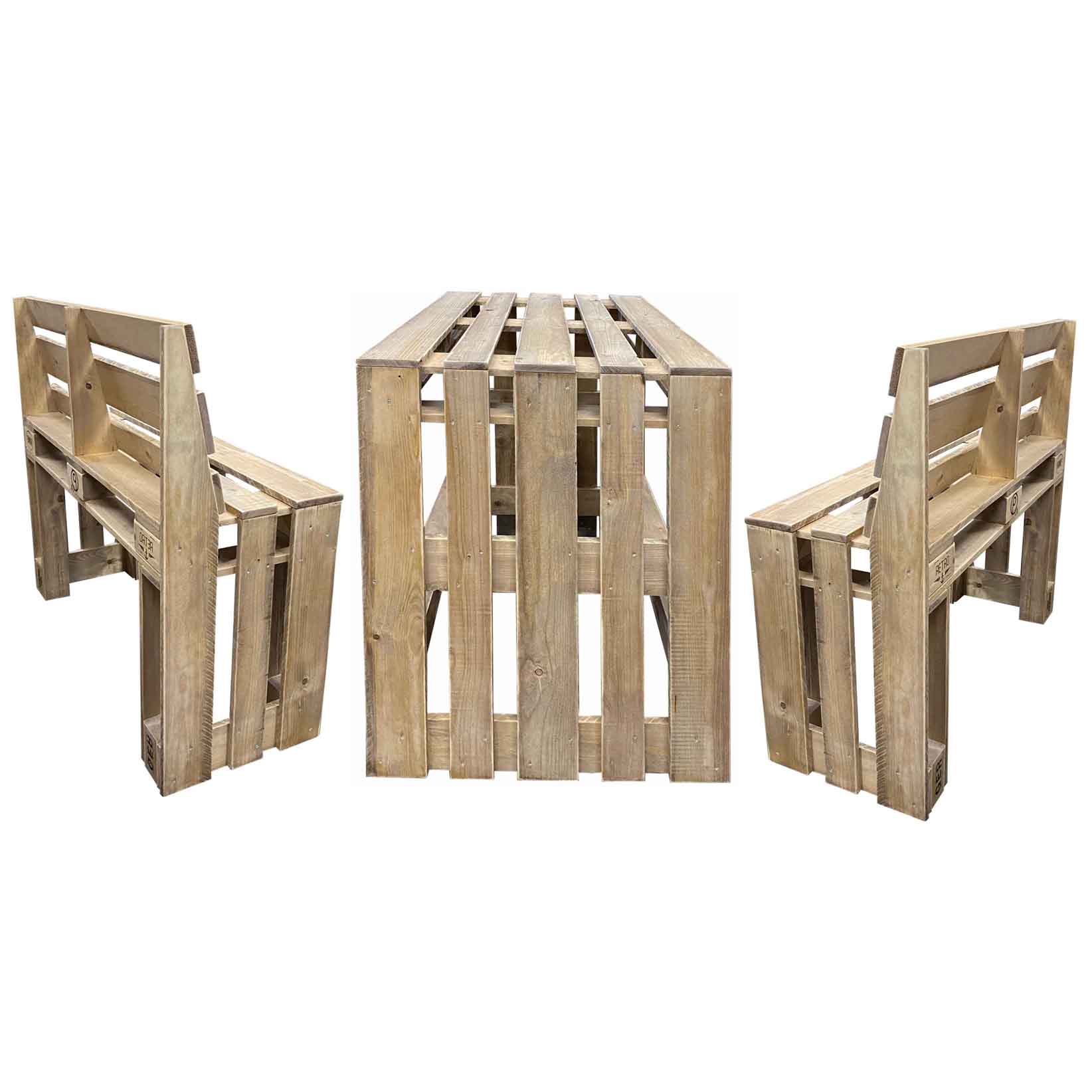 Esstisch-Garnitur-Garten-Set-aus Paletten-Palettenmöbel