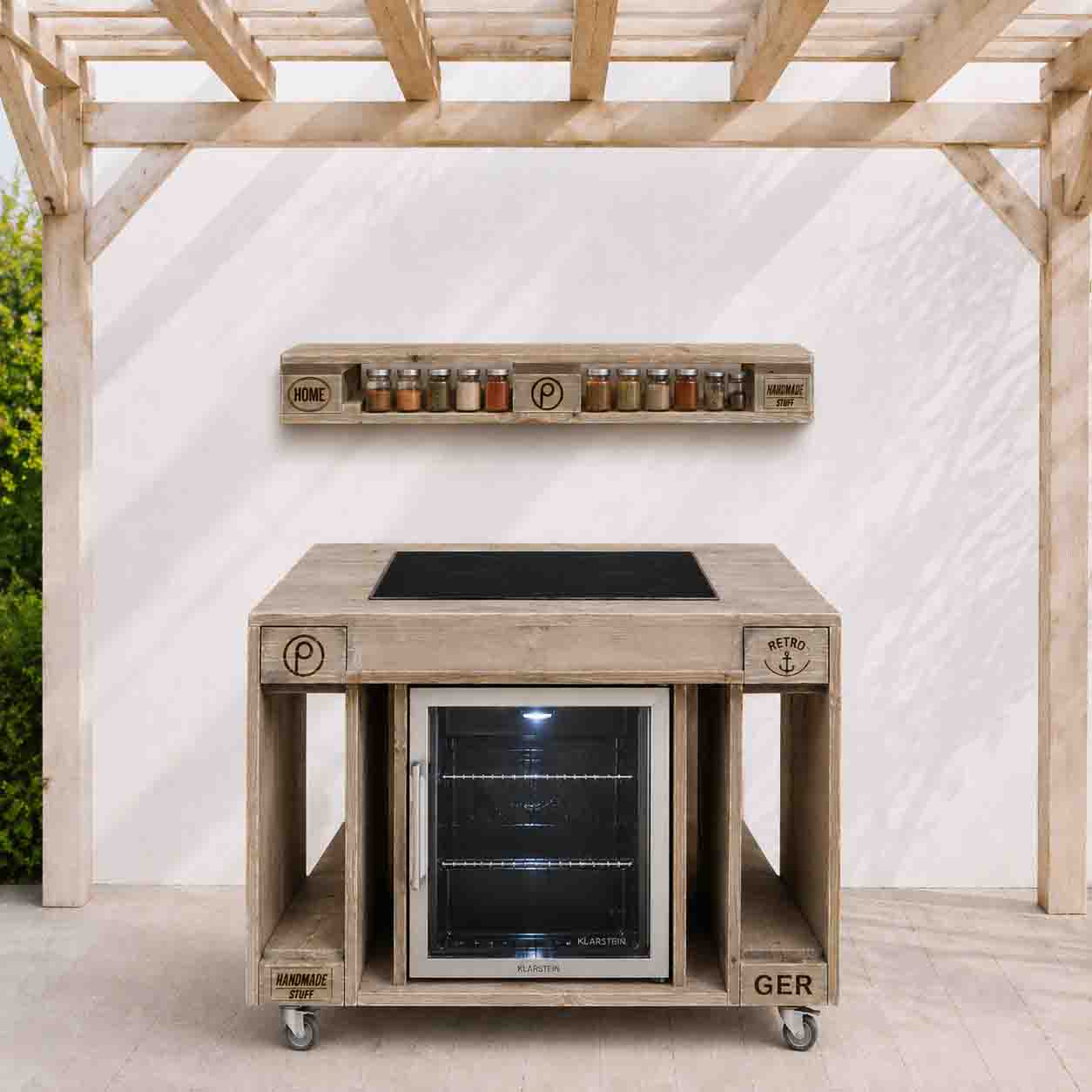Palettenmöbel Style: Outdoorküche - Grilltisch - BBQ Möbel - Grillstation "PERTHONE-P12"