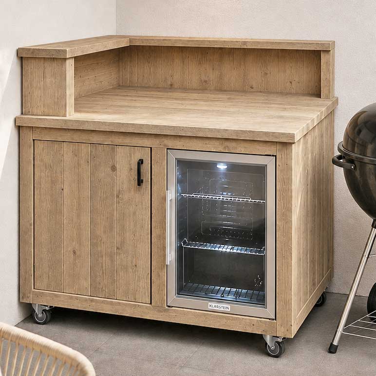 Bauholz Style: Grilltisch - Outdoorküchen - Kühlschrank Modul - "PERTHONE-B12"