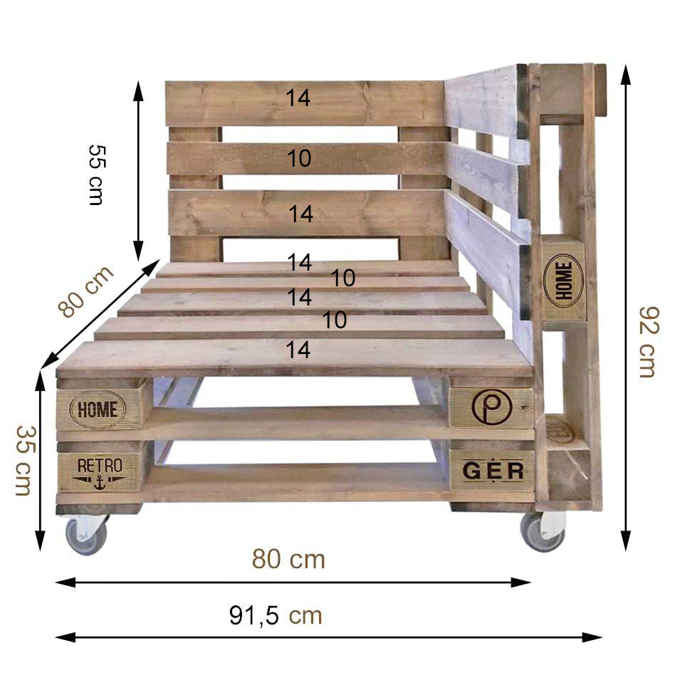 Paletten Sofa - 3 teilige Lounge-Kombination "Old PERTHONE"