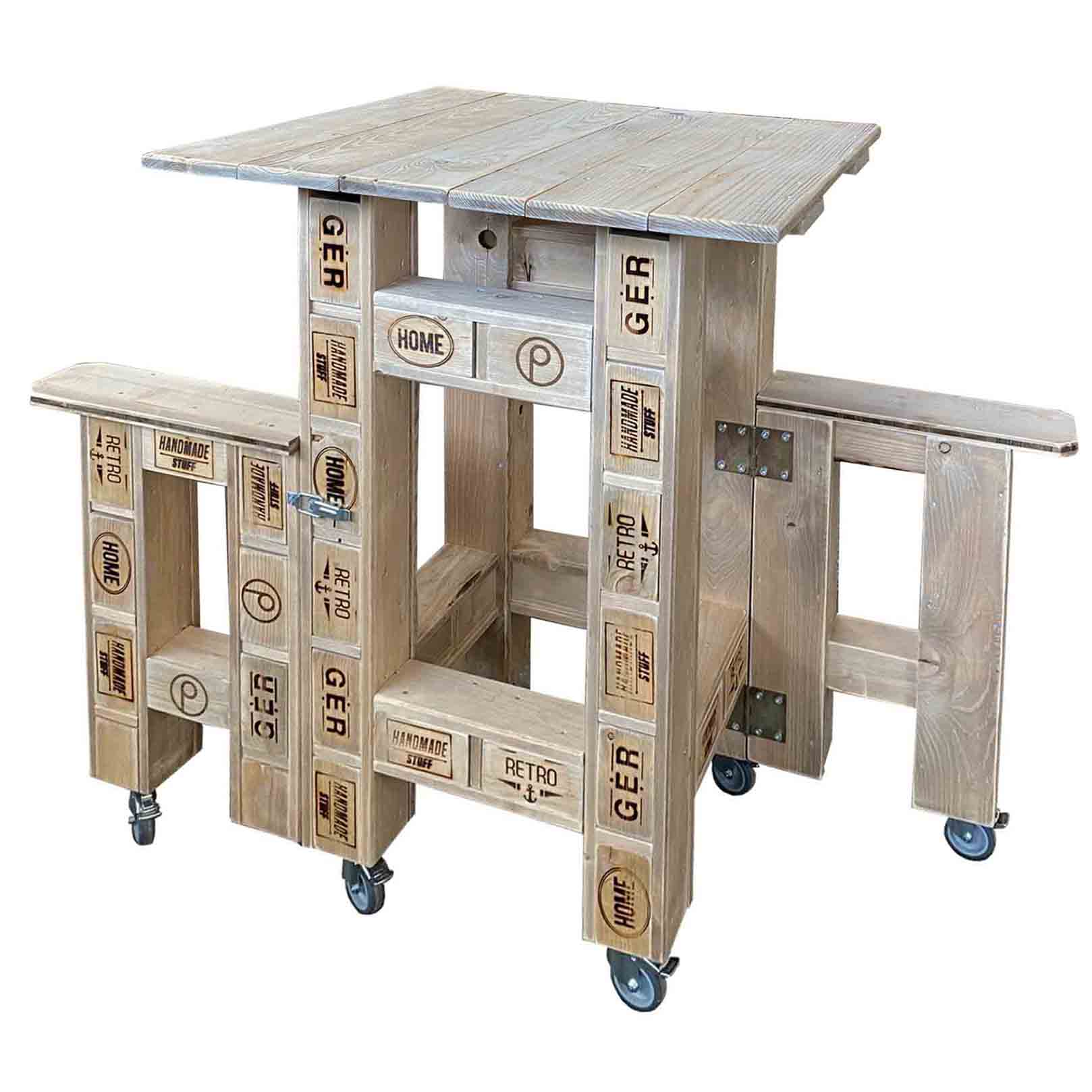 Esstisch-Garnitur-Garten-Set-aus Paletten-Palettenmöbel