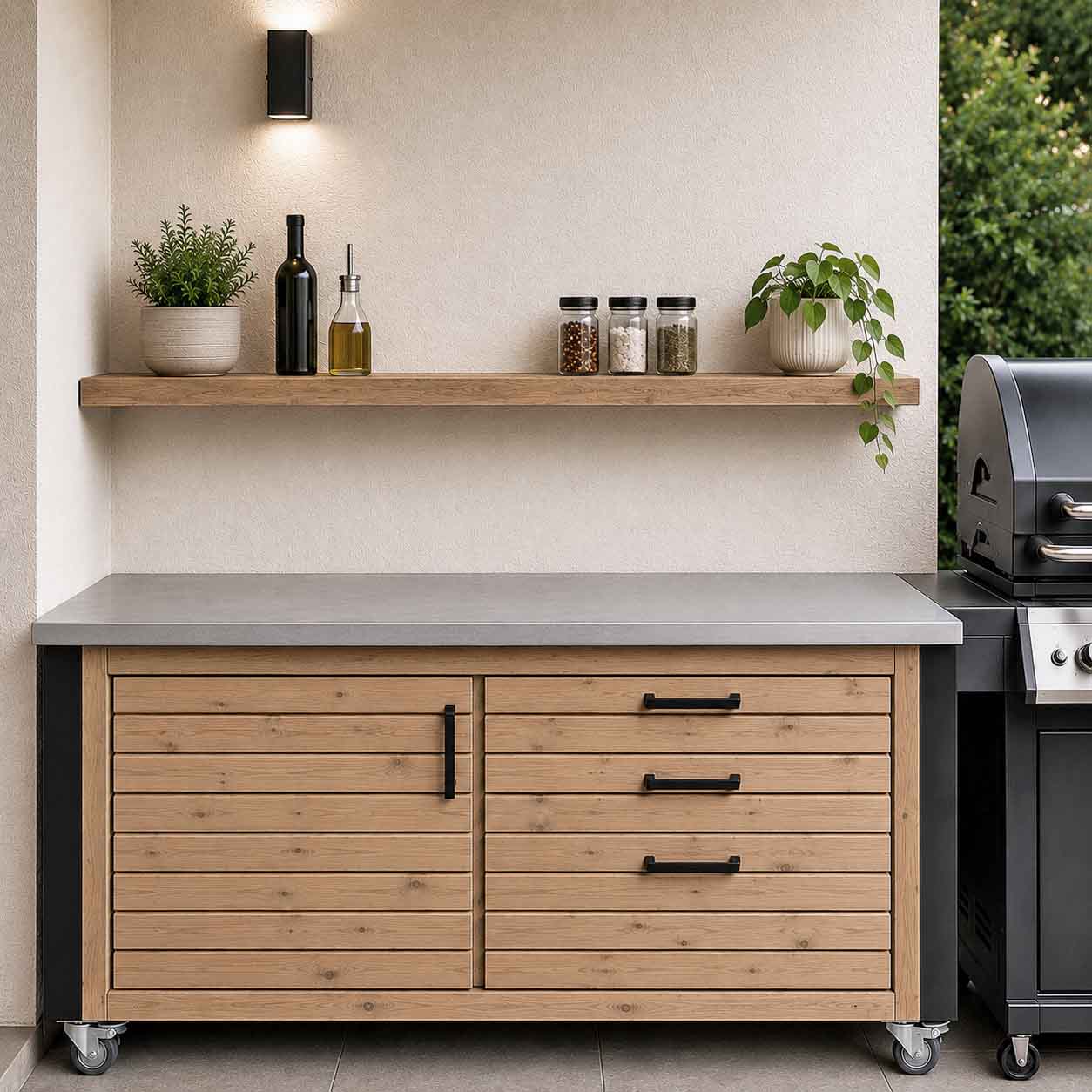 LÄRCHE exklusiv: Outdoorküche - Grilltisch - BBQ Möbel - Grillstation  "PERTHONE LEO 3"