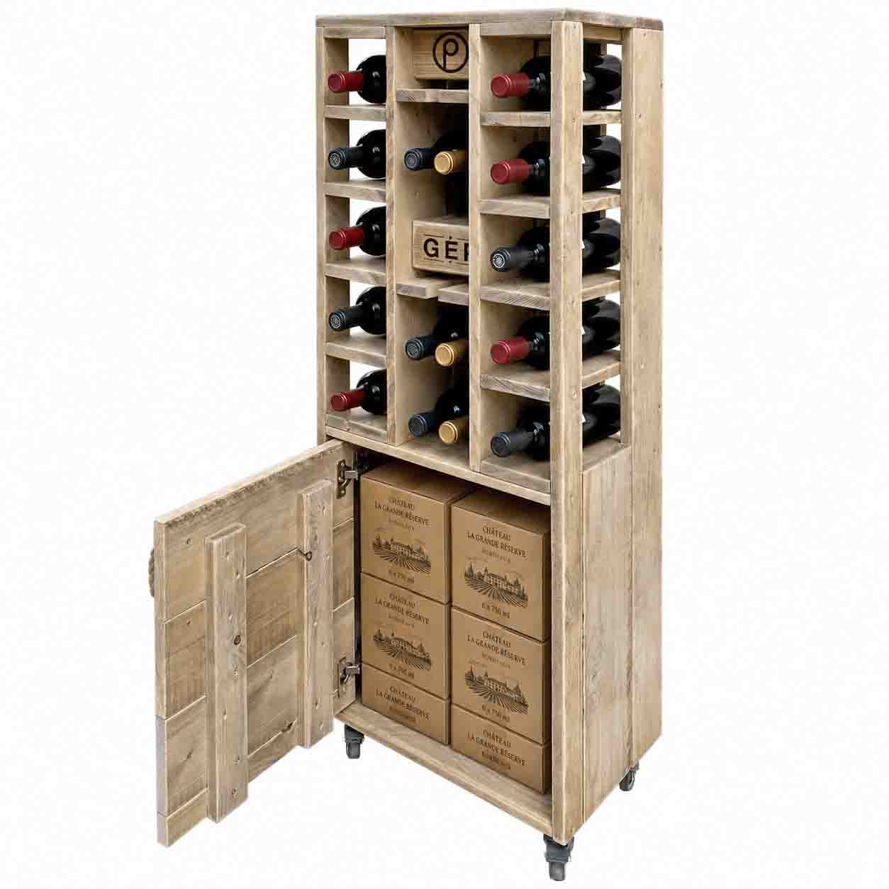 Palettenmöbel: Weinschrank, Flaschenregal "MENDOCINO"