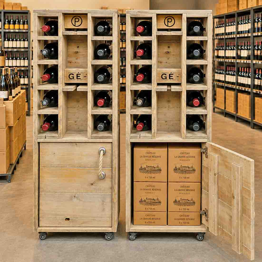 Palettenmöbel: Weinschrank, Flaschenregal "MENDOCINO"