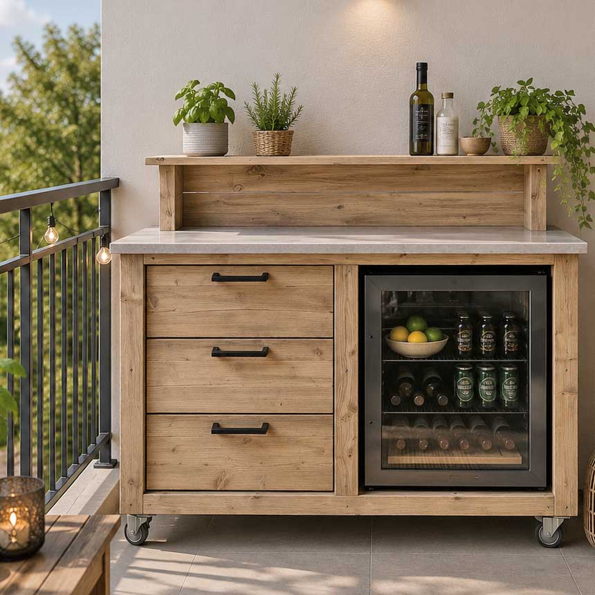 Bauholz Style: Grilltisch - Outdoorküche - Bar - Tresen - "PERTHONE-B17"