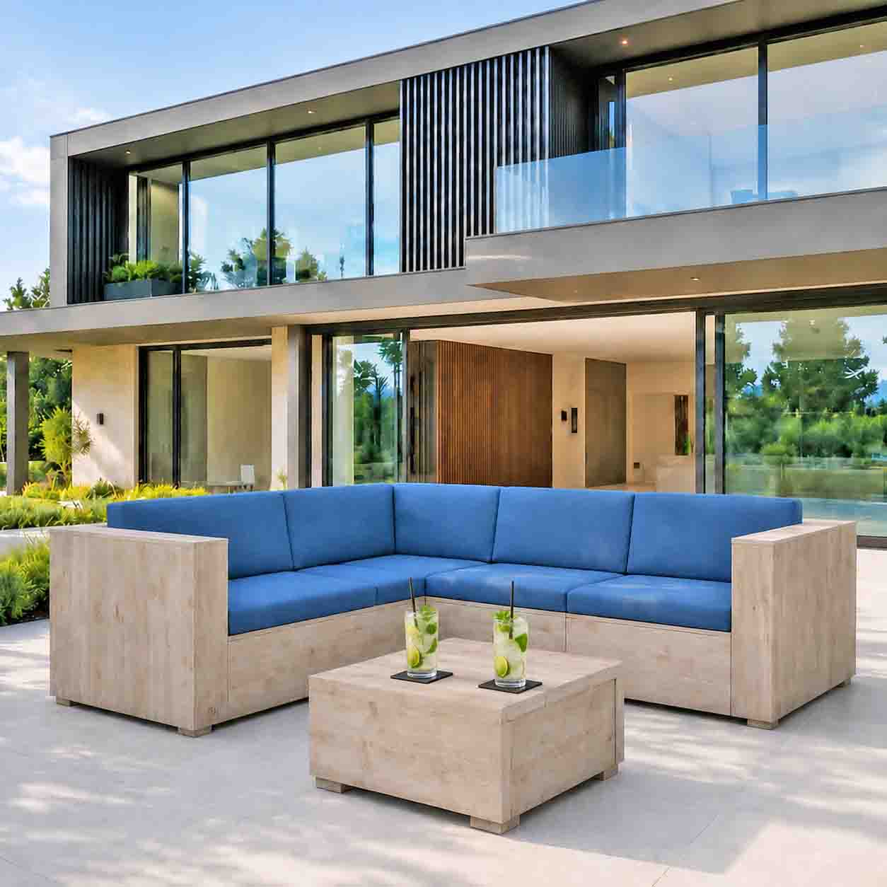 Bauholzmöbel Stil: XXL Lounge Eck-Bank / Garten Eck-Bank  "COFETE"