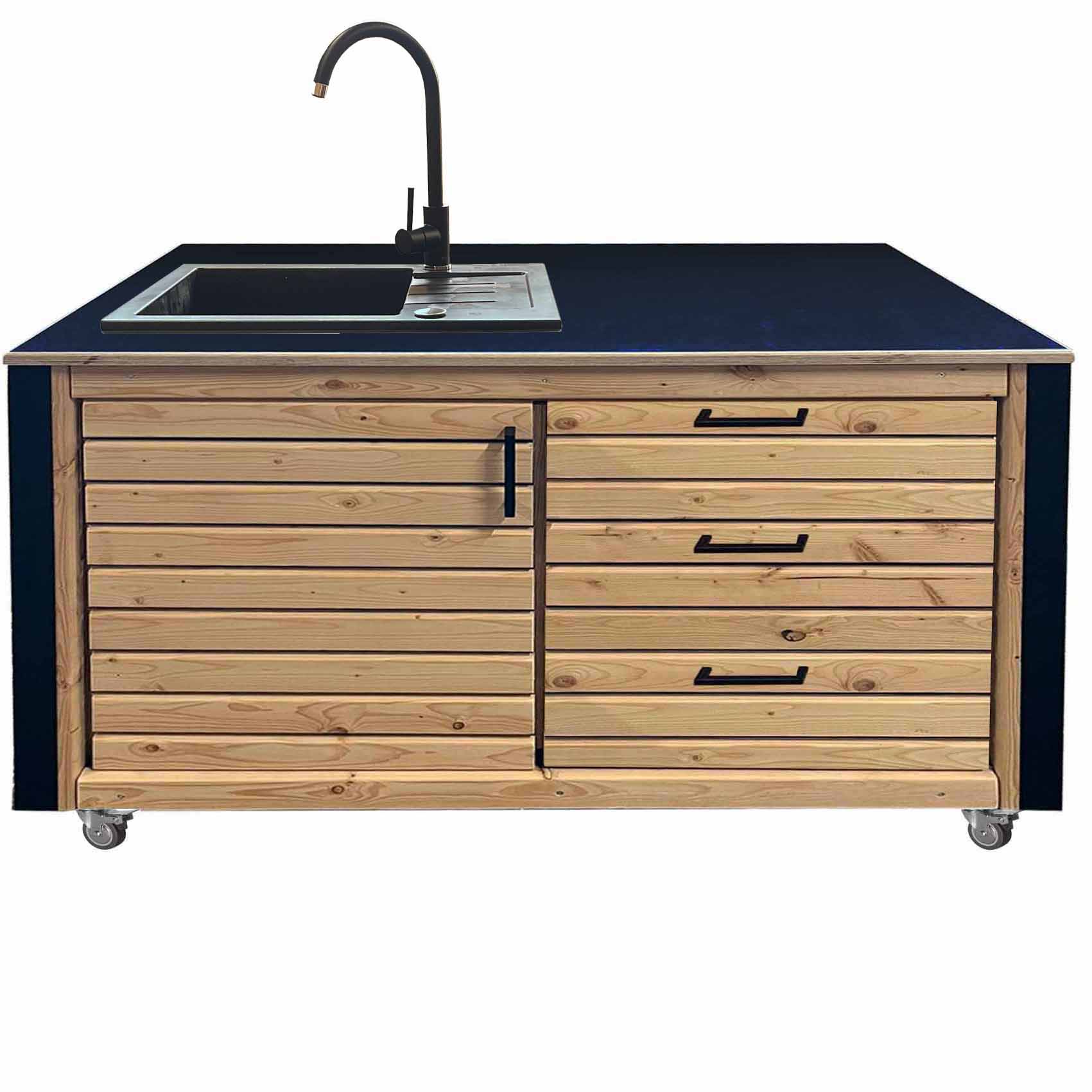 Lärchenholz massiv:  Grilltisch - Outdoorküche - BBQ Möbel- "PERTHONE LEO 14