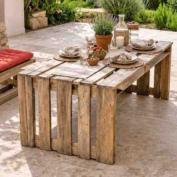 Palettenmöbel:  Esstisch - Lounge Tisch "CARRARA" 120 - 200 cm
