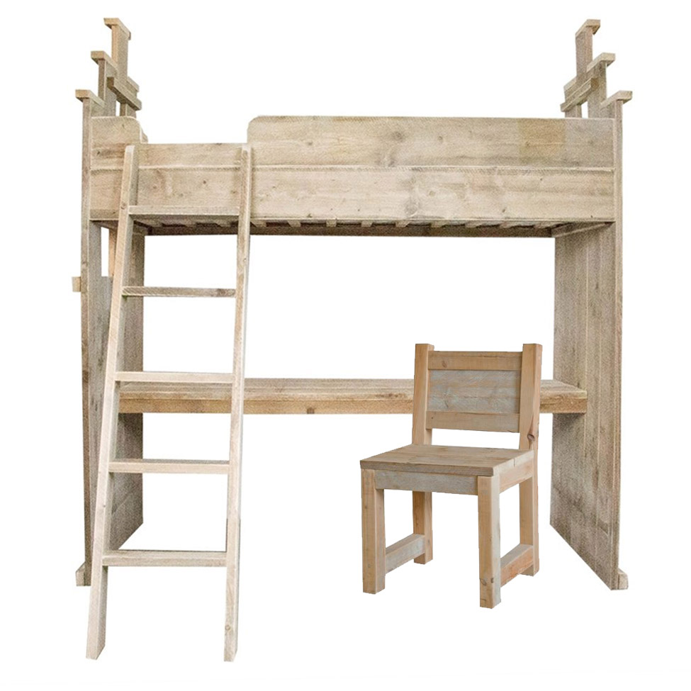 Bauholz Hochbett & Schreibtisch "PISA"