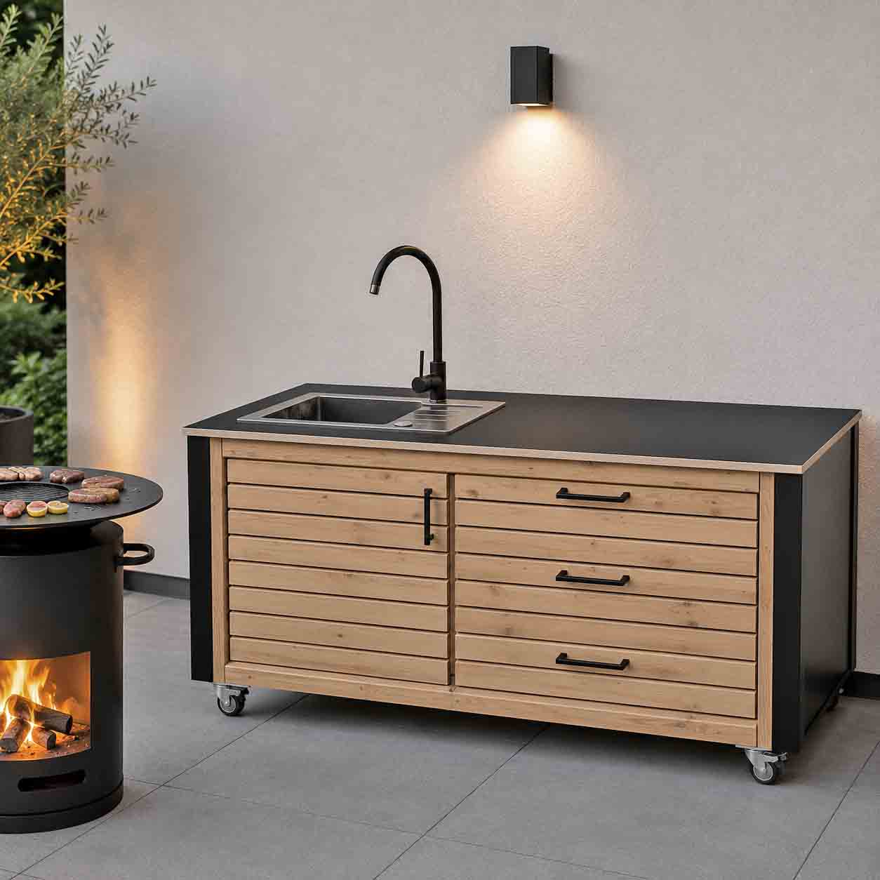 LÄRCHE exklusiv: Outdoorküche - Grilltisch - BBQ Möbel - Grillstation  "PERTHONE LEO 14