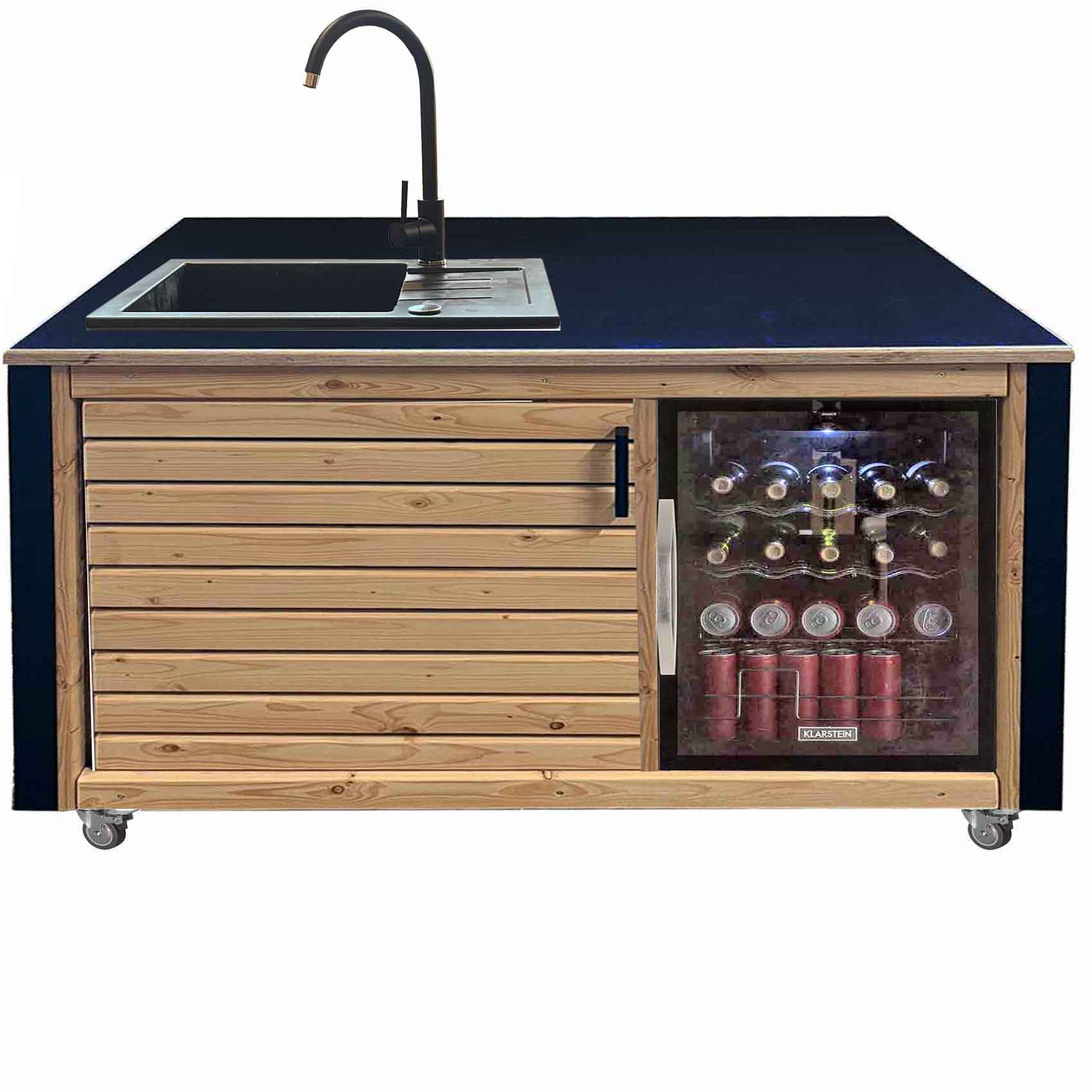 Lärchenholz massiv:  Grilltisch - Outdoorküche - BBQ Möbel- "PERTHONE LEO 16"