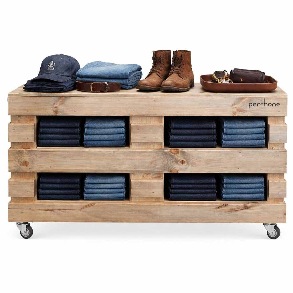 Palettenmöbel:   Standregal - Raumteiler "WAIKIKI - LED