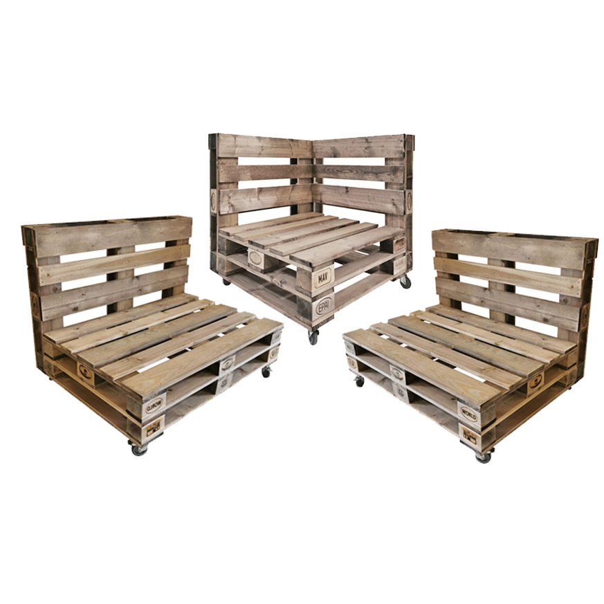 Paletten Sofa - 3 teilige Lounge-Kombination "Old PERTHONE"