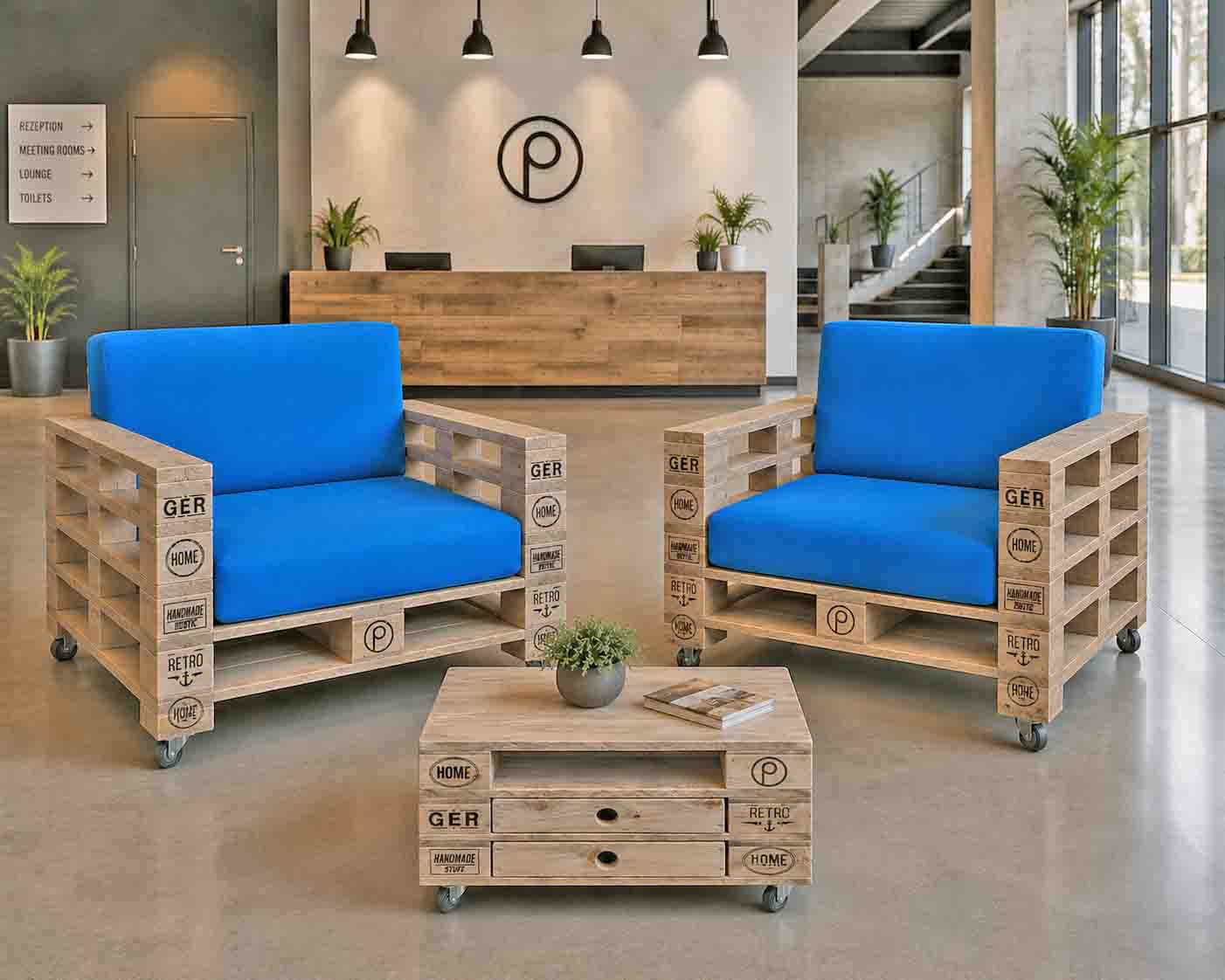 Palettenmöbel:  Lounge-Sessel  "ROCCO-XL"