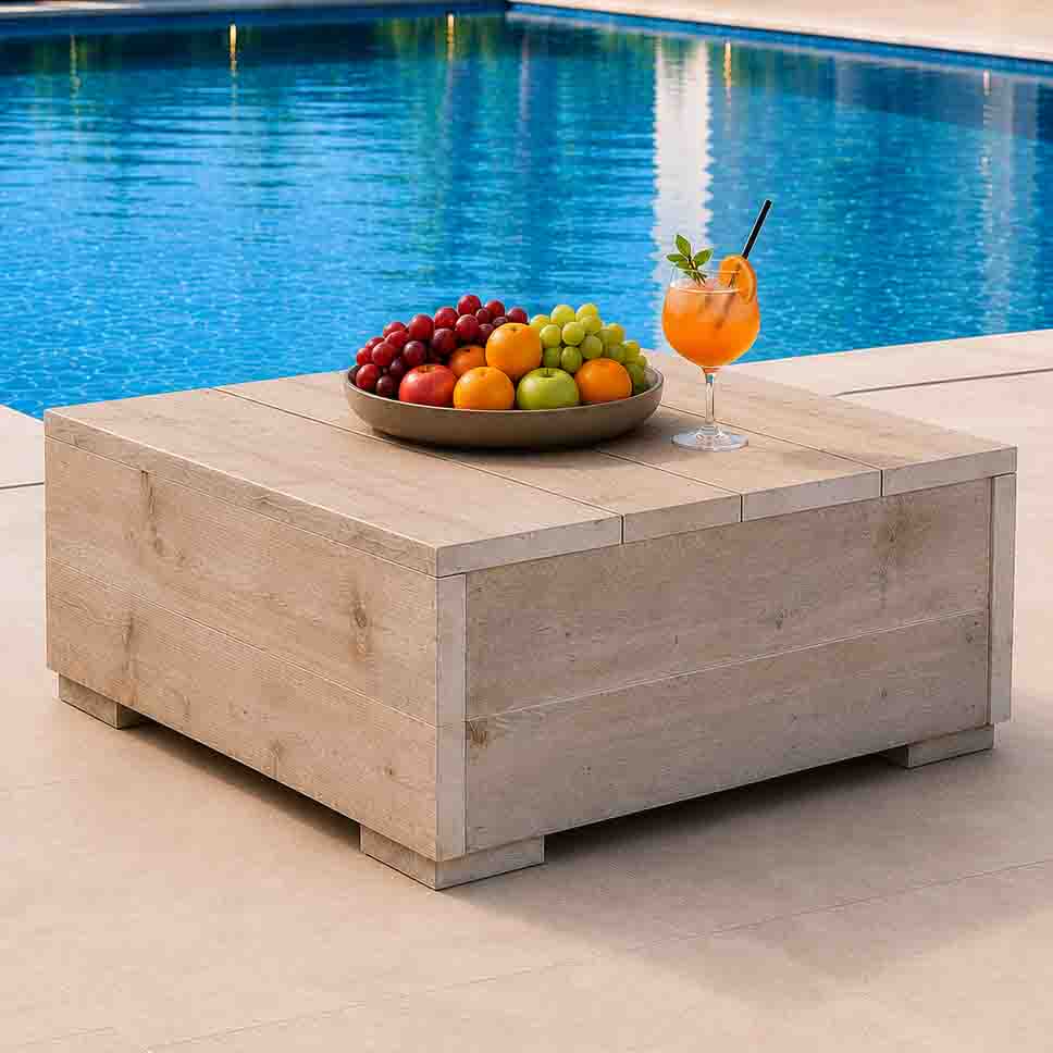 Bauholz Stil:   Loungetisch - Beistelltisch "POZO"  60 - 100 cm