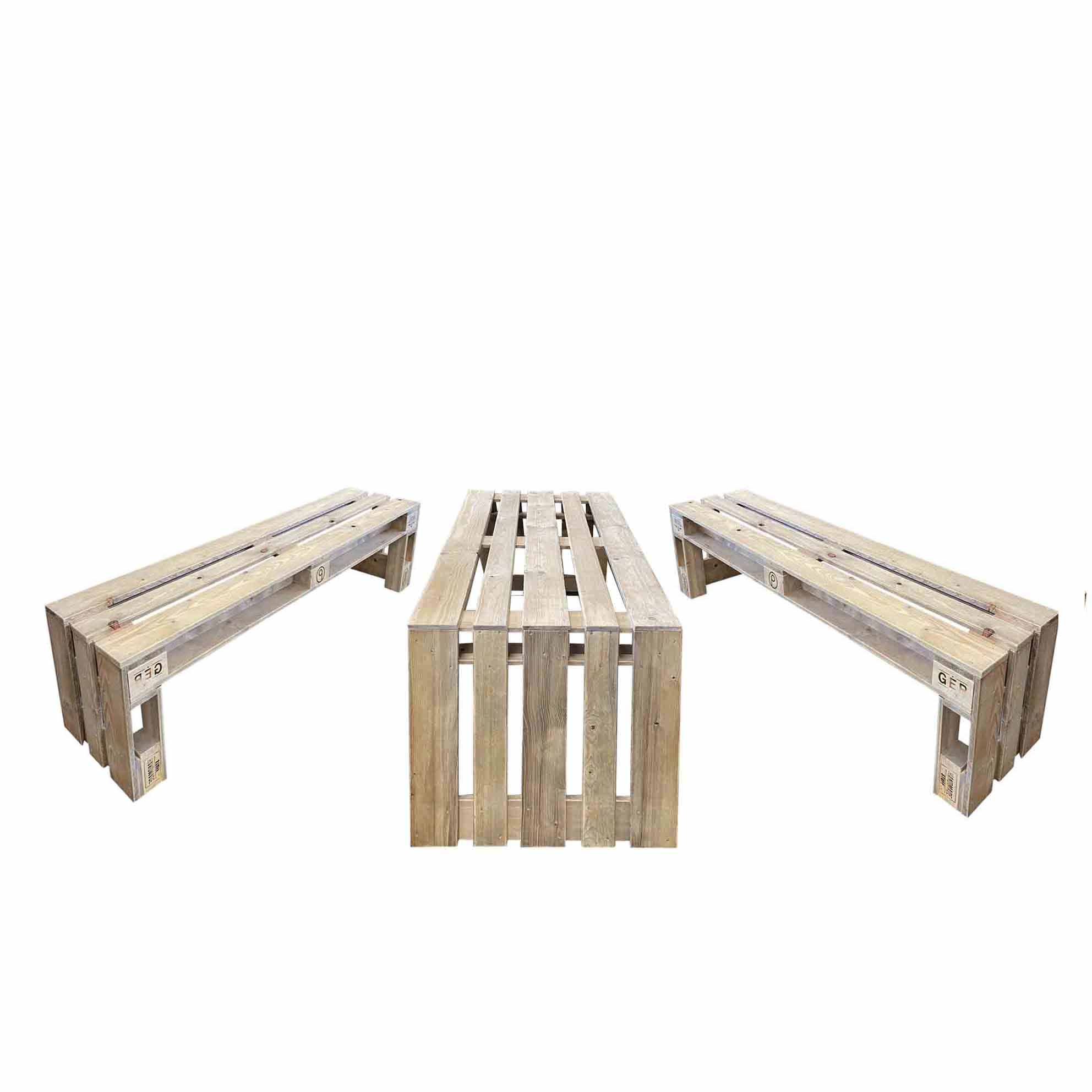 Esstisch-Garnitur-Garten-Set-aus Paletten-Palettenmöbel