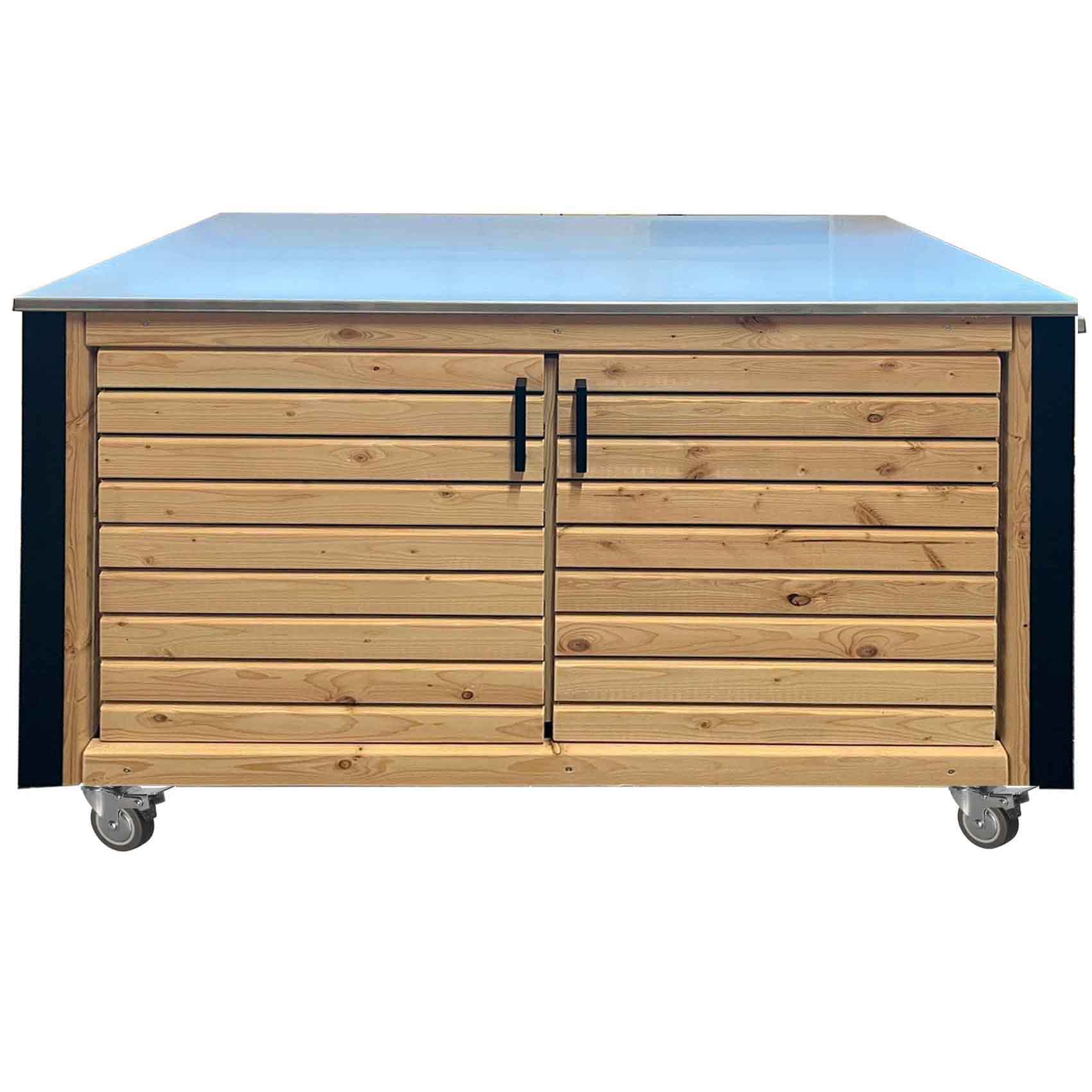 Lärchenholz massiv:  Grilltisch - Outdoorküche - BBQ Möbel- "PERTHONE LEO 1"