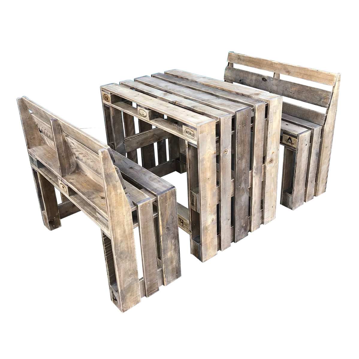 Esstisch-Garnitur-Garten-Set-aus Paletten-Palettenmöbel